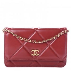 CHANEL
Lambskin Quilted Wallet On Chain WOC Red